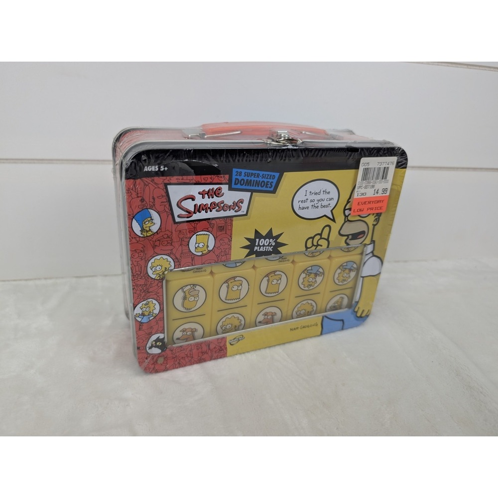 Vintage The Simpsons Dominoes Game Lunchbox Tin SEALED 2002 Bart Homer Maggie